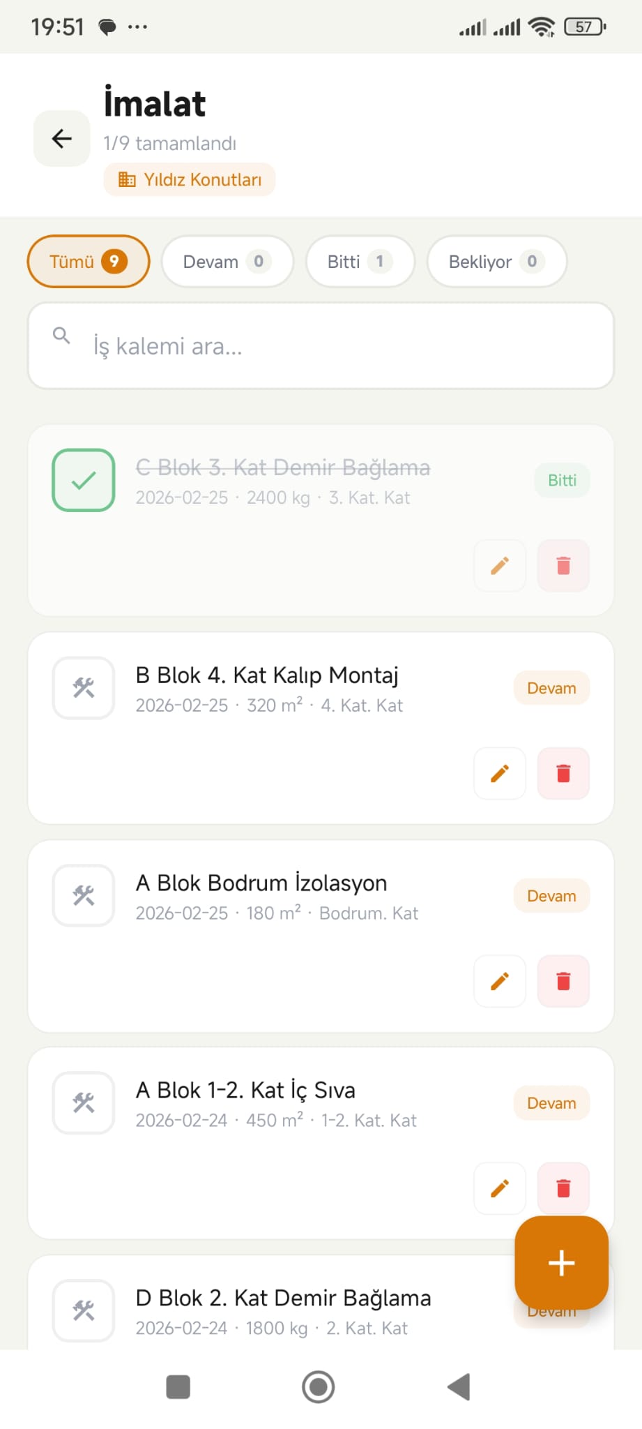 İmalat Takibi Ekran Görüntüsü