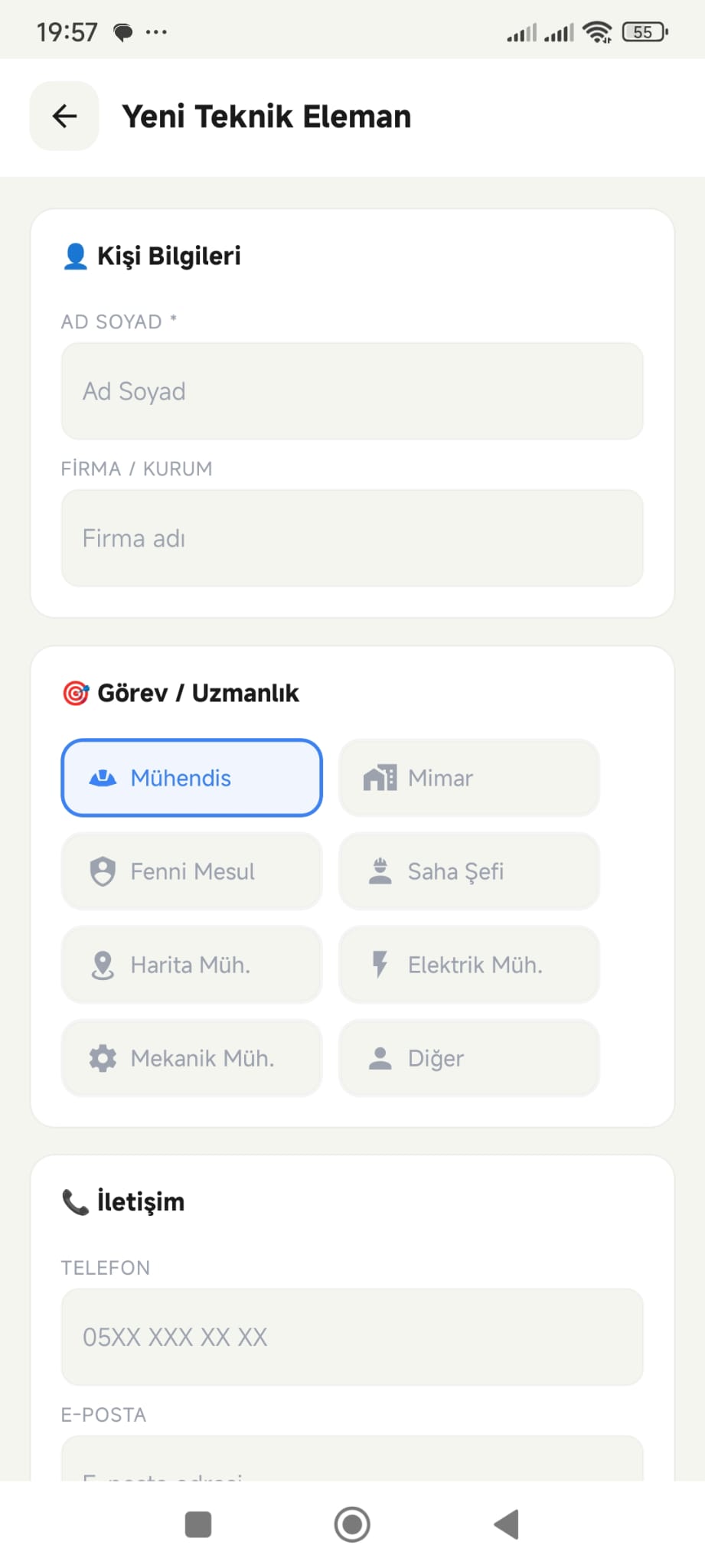 Teknik Elemanlar Ekran Görüntüsü