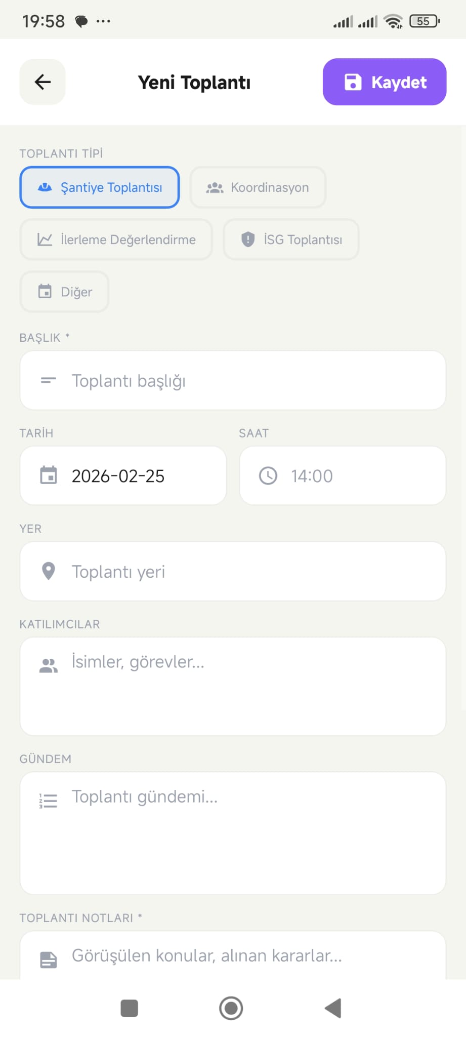 Toplantılar Ekran Görüntüsü