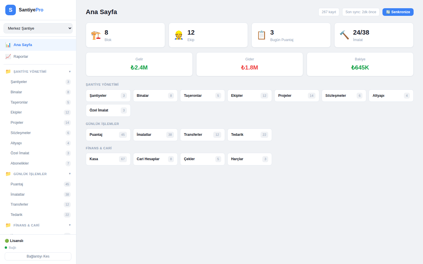 Ana Sayfa & Dashboard